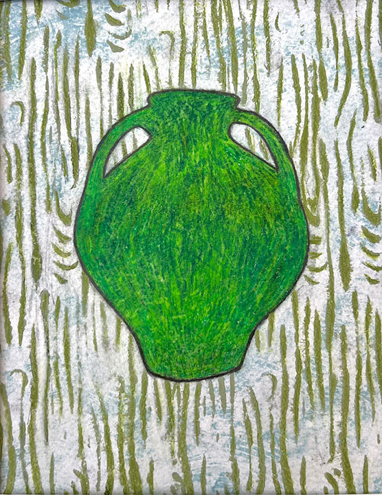 'Rustic Hand Painted Vase (green)', 2023